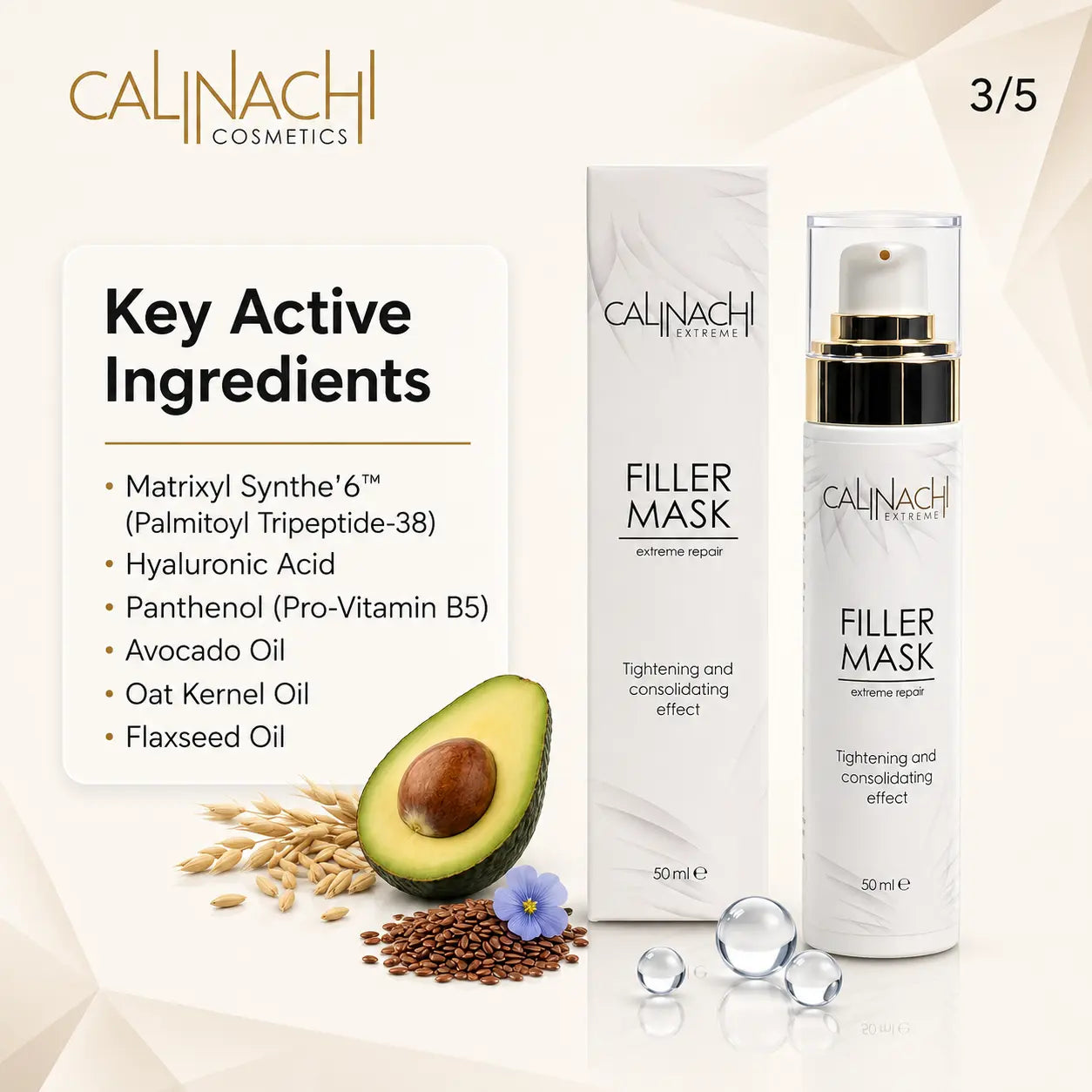 Filler Mask for Face, Neck, and Décolletage, 50ml. skincare CALINACHI Cosmetics