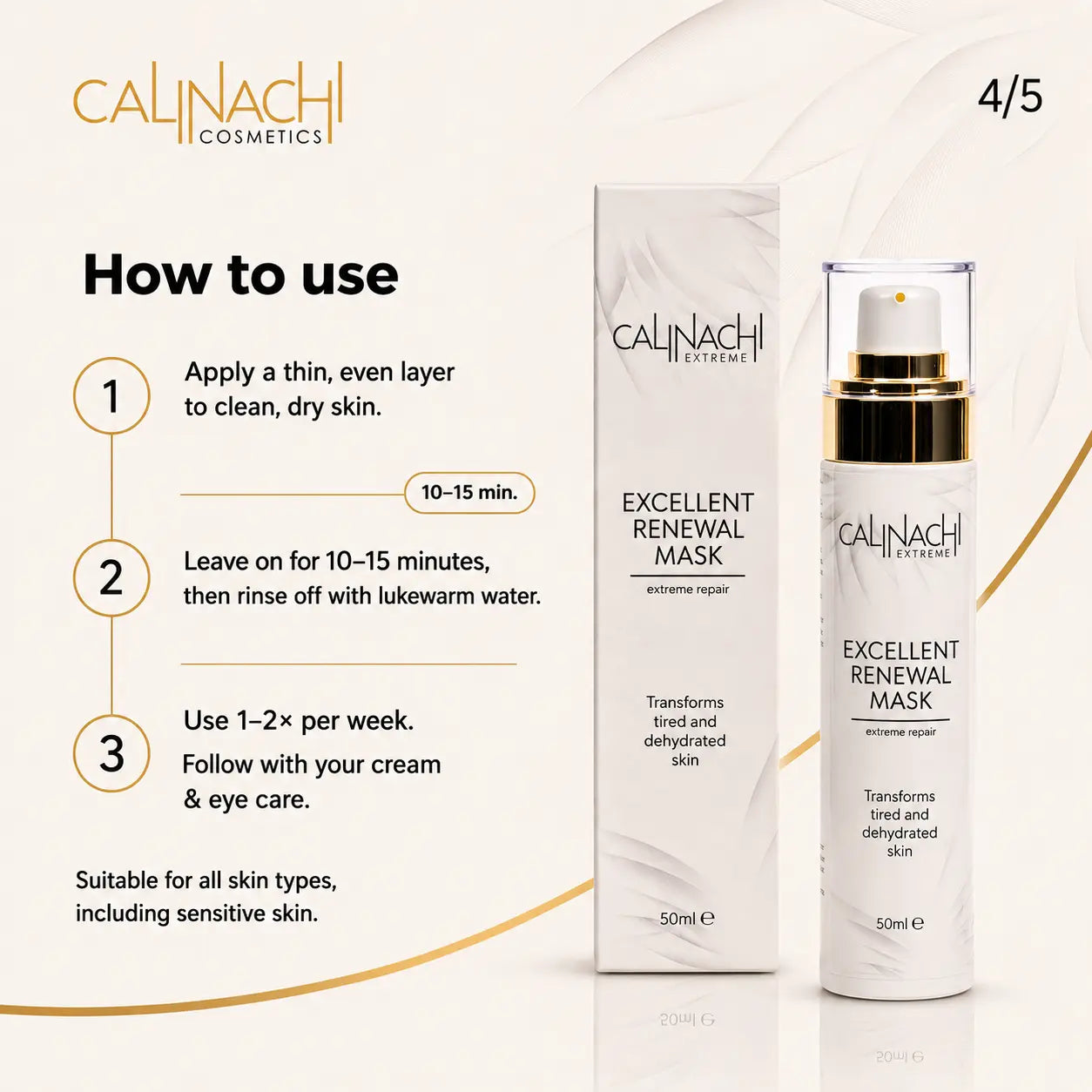 Excellent Renewal Mask for Face, Neck, and Décolletage, 50ml. skincare CALINACHI Cosmetics