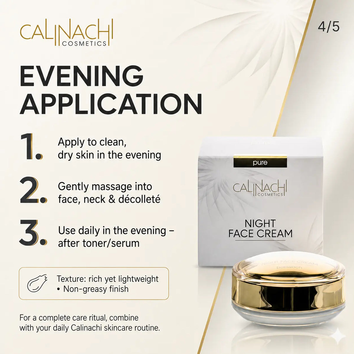 Regenerating Night Cream for Face, Neck, and Décolletage, 50ml skincare CALINACHI Cosmetics