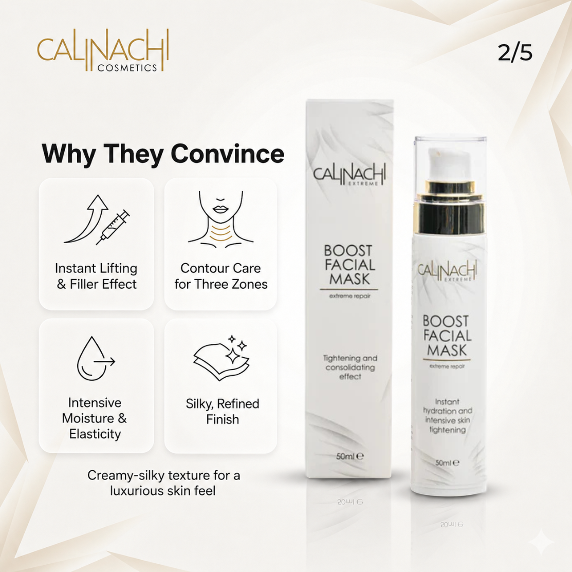 Boost Mask for Face, Neck, and Décolletage, 50ml. skincare CALINACHI Cosmetics