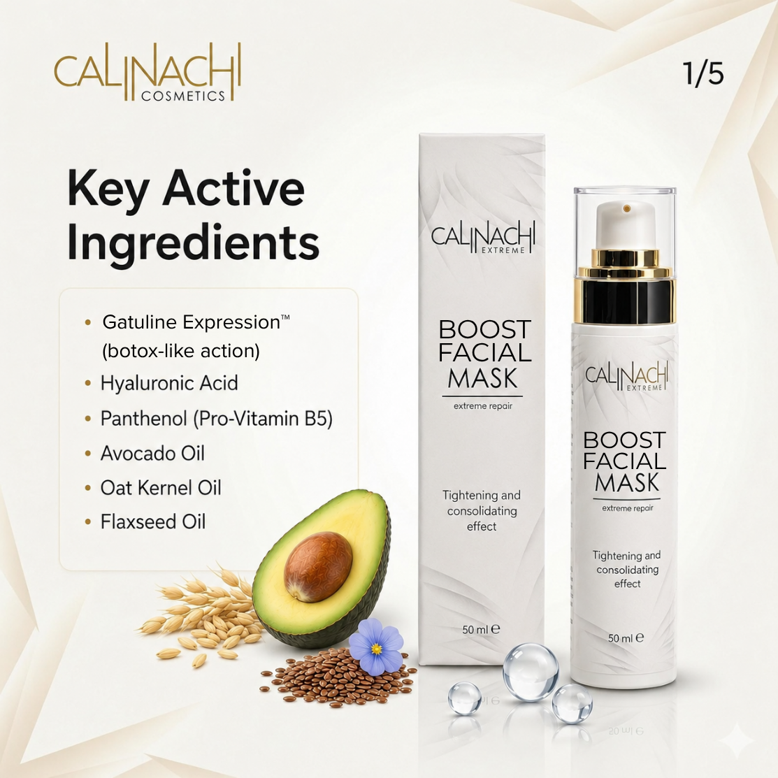 Boost Mask for Face, Neck, and Décolletage, 50ml. skincare CALINACHI Cosmetics